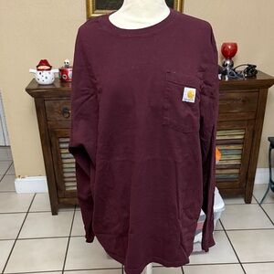 Carhartt Burgundy Pocket Long Sleeve Tee